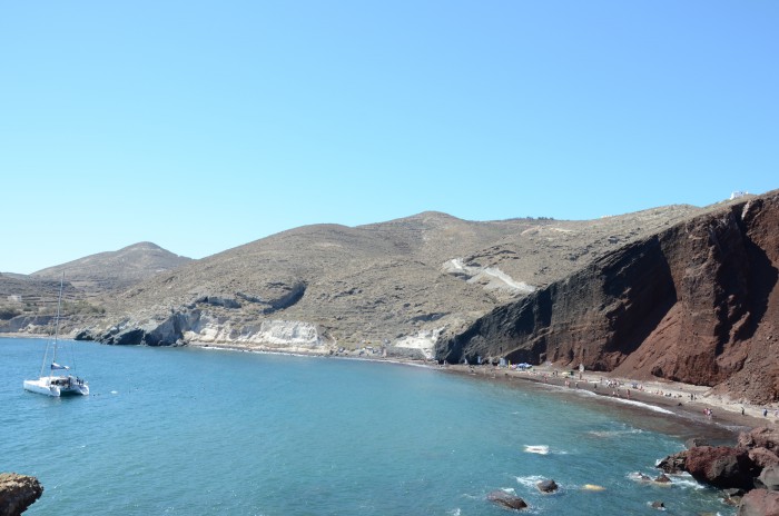 red and white beach Santorini
