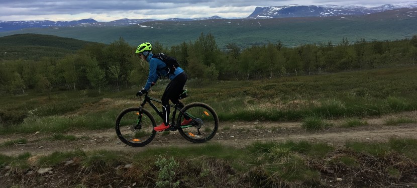 Mountainbike och midnattssol